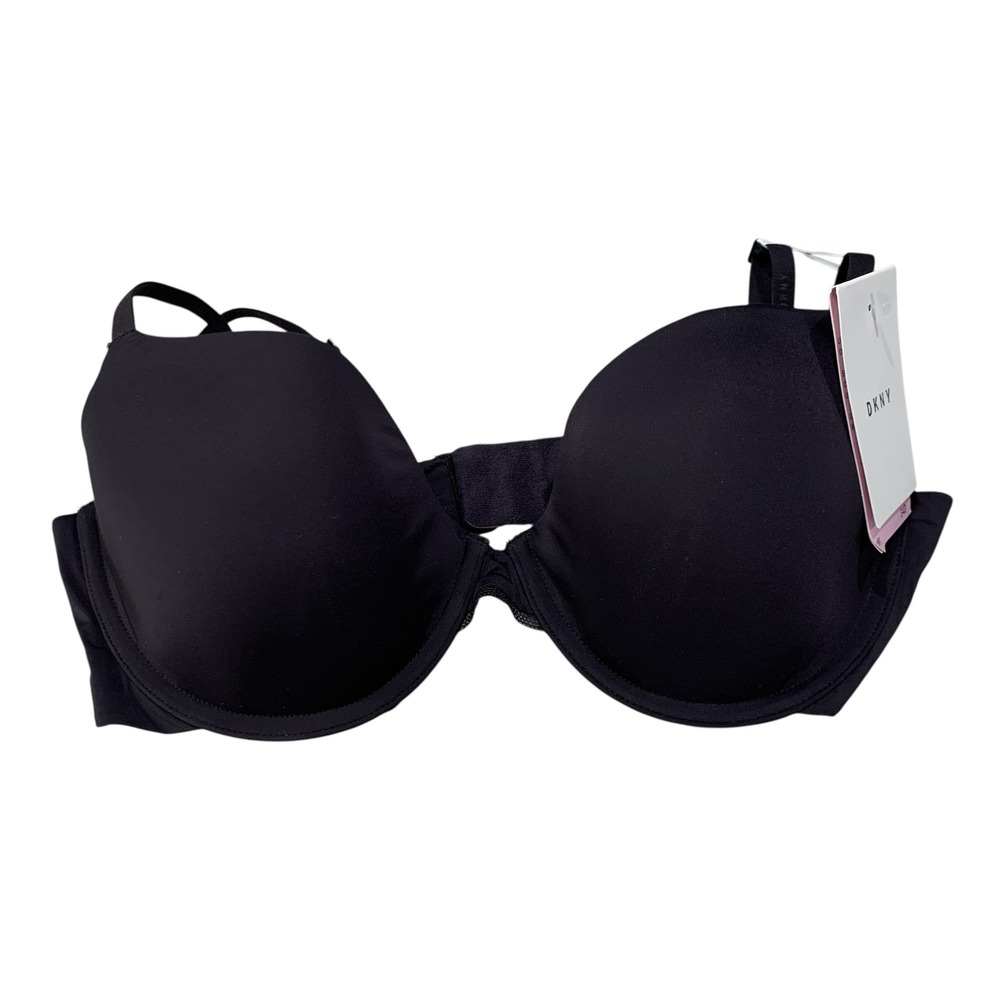 DKNY T-Shirt Bra 34D Black Convertible Straps Smooth Cups NWT NEW